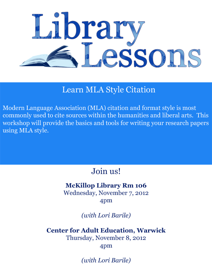 Library Lessons Fall 2012 Event