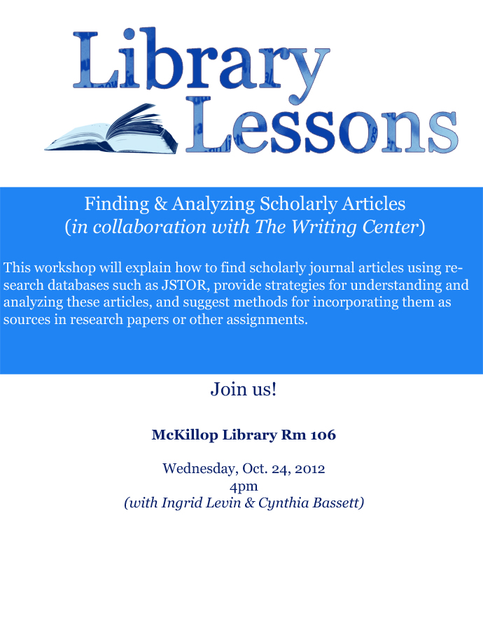 Library Lessons Fall 2012 Event