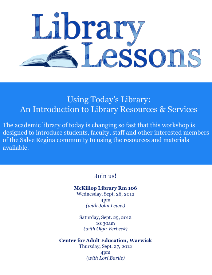 Library Lessons Fall 2012 Event
