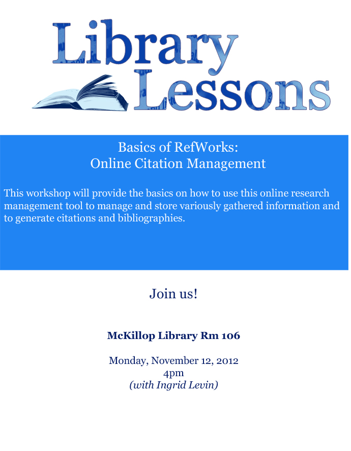 Library Lessons Fall 2012 Event