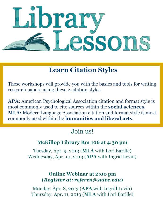 Library Lessons Spring 2013 Event