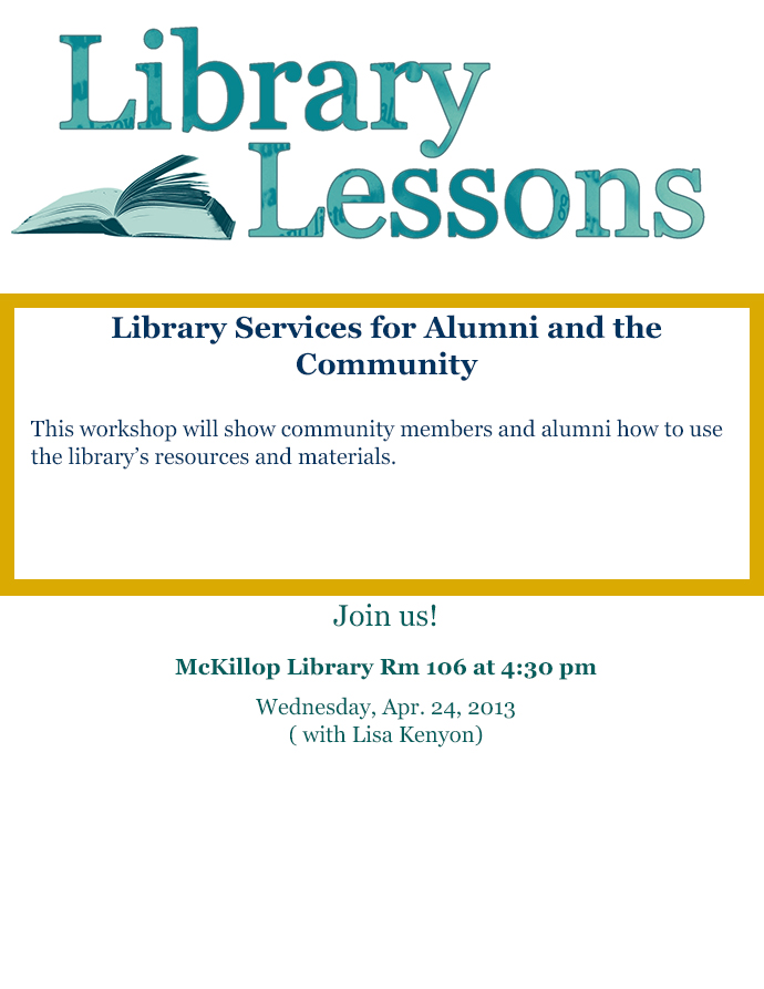 Library Lessons Spring 2013 Event