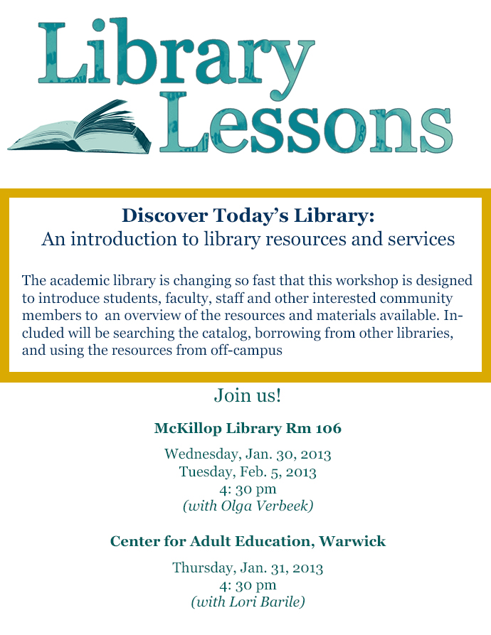 Library Lessons Spring 2013 Event