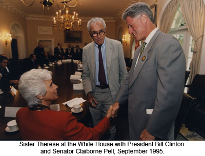 Therese Antone, R.S.M., Bill Clinton, Claiborne Pell Therese Antone, R.S.M., Bill Clinton, Claiborne Pell